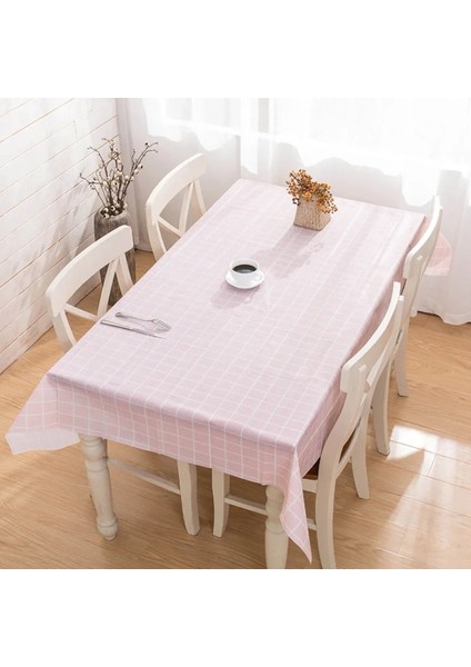 Pembe Stil 180X137CM Plastik Masa Örtüsü Baskı Renk Pembe Düğün Doğum Günü Partisi Masa Örtüsü Dikdörtgen Masa Örtüsü Mendil Kapakları Su Geçirmez Masa Örtüsü (Yurt Dışından)