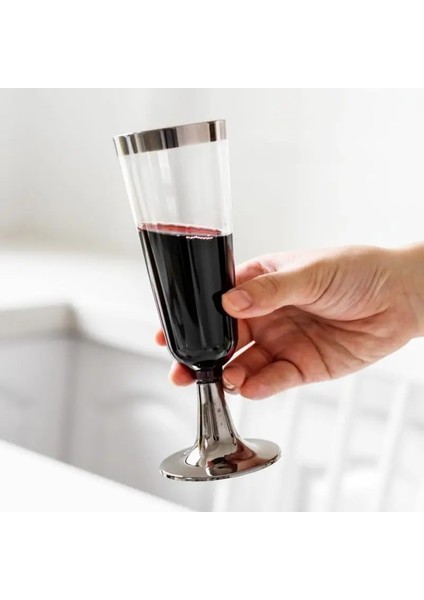 180ML Pembe Altın Stili 6 Adet 6 Adet Şampanya Flüt Bardakları Şarap Bardakları Bulaşık Makinesinde Yıkanabilir Beyaz Akrilik Şampanya Kadehi Şarap Kadehi (Yurt Dışından)