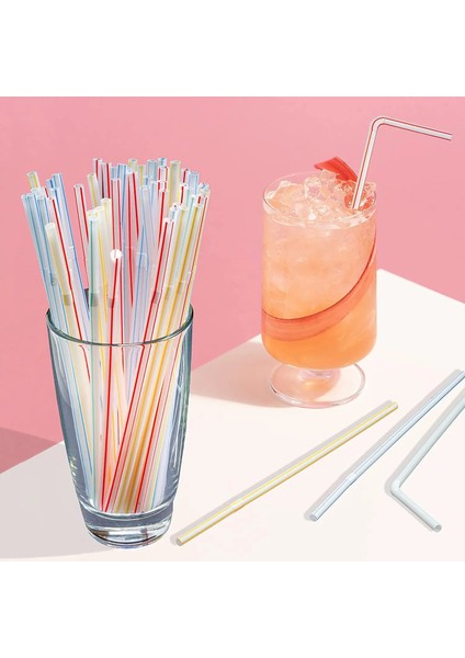 Çok Renkli Stil 100 Adet . Bükülebilir Içme Pipetleri Tek Kullanımlık Içme Samanı Esnek Çeşitli Renkler Parti Milkshake Kokteyli Için Çizgili (Yurt Dışından)