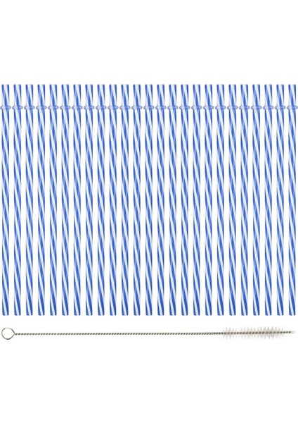 Koyu Mavi Stil Tek Kullanımlık Renkli Yeniden Kullanılabilir Şeker Çizgili Sert Plastik Pipetler Bar Kokteyl Pipetleri Pub Parti Malzemeleri (Yurt Dışından)