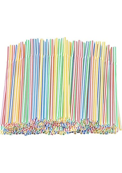Plastik Pipet Tarzı 1000 Adet Adet Tek Kullanımlık Plastik Içme Pipetleri Plastik Hasır Çok Renkli Çizgili Bükülebilir Dirsek Pipet Parti Mutfak Bar Malzemeleri (Yurt Dışından)