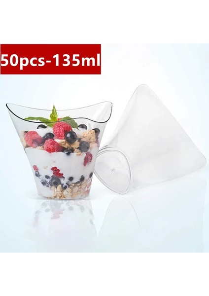 135ML Tarzı 50 Parça ml Plastik Tatlı Bardakları Yoğurt Musları Puding Fincan Mini Porsiyon Bardakları Konteyner Sofra Parti Düğün Malzemeleri (Yurt Dışından)