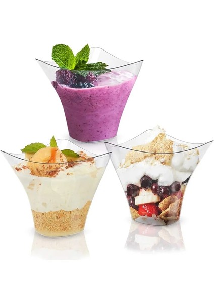 135ML Tarzı 50 Parça ml Plastik Tatlı Bardakları Yoğurt Musları Puding Fincan Mini Porsiyon Bardakları Konteyner Sofra Parti Düğün Malzemeleri (Yurt Dışından)