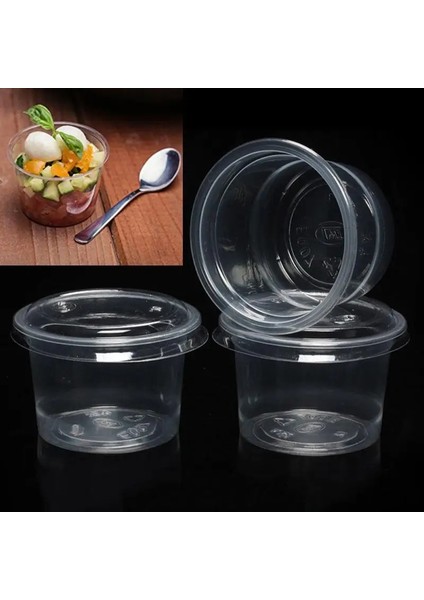 100 Adet 30ML Tarzı Tek Kullanımlık Porsiyon Bardakları Sos Yoğurt Jöle Puding Musluk Fincan Take-Out Fincan Şeffaf Kapaklı Çeşni Kapları (Yurt Dışından)