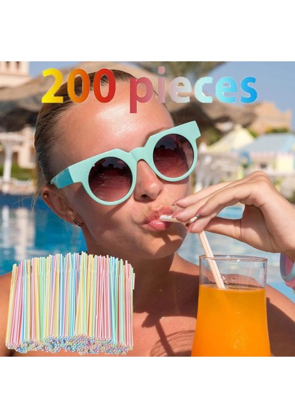 Bir Stil 200 Adet Straw Plastic 8 Inç Uzun Tek Kullanımlık Pipet Içecek Pipetleri Içecekler Için Tek Kullanımlık Esnek Pipet Rietjes Plastic (Yurt Dışından)