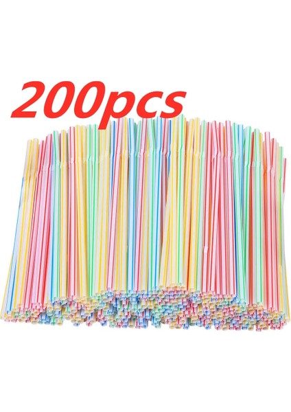 Bir Stil 200 Adet Straw Plastic 8 Inç Uzun Tek Kullanımlık Pipet Içecek Pipetleri Içecekler Için Tek Kullanımlık Esnek Pipet Rietjes Plastic (Yurt Dışından)