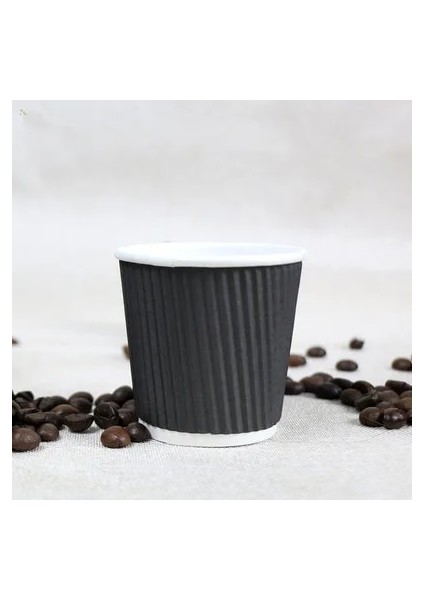 Siyah 3 Katmanlı Stil 100 Adet Ack 4oz Kağıt Bardak Tek Kullanımlık Kraft Kahve Fincanı Sıcak Içme Parti Malzemeleri (Yurt Dışından)