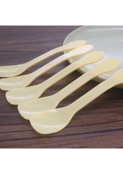 C Stili Şeffaf Renkli Plastik Tek Kullanımlık Kaşık Dondurma Tatlı Partisi Mini Boy Sofra Takımı Çatal Bıçak Takımı Şeffaf Plastik Buz Kaşığı (Yurt Dışından)