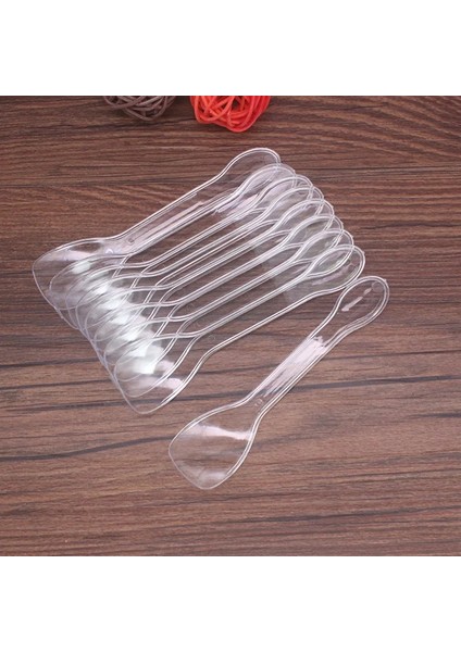C Stili Şeffaf Renkli Plastik Tek Kullanımlık Kaşık Dondurma Tatlı Partisi Mini Boy Sofra Takımı Çatal Bıçak Takımı Şeffaf Plastik Buz Kaşığı (Yurt Dışından)