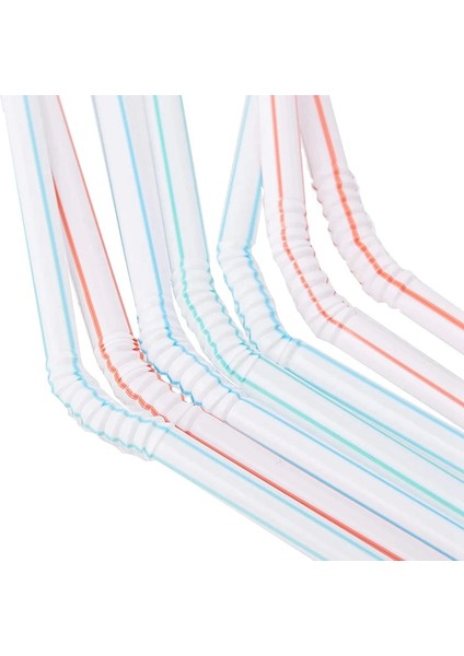 Çok Renkli Rastgele Stil 1500 Adet Esnek Plastik Pipet Çizgili Çok Renkli Tek Kullanımlık Hasır Uzun (Yurt Dışından)