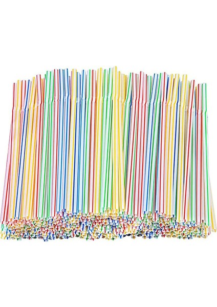 Çok Renkli Stil 100 Adet Plastik Içme Pipetleri 8 Inç Uzun Çok Renkli Çizgili Bedable Tek Kullanımlık Pipetler Parti Çok Renkli Gökkuşağı Samanı (Yurt Dışından)