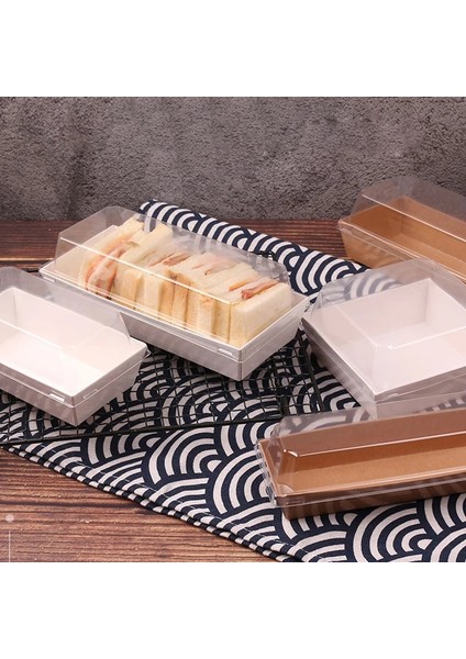 No.1 Tarzı Dikdörtgen Kare Kraft Kağıt Kutusu Plastik Şeffaf Kapaklı Sandviç Sarma Kutuları Kek Ekmek Aperatif Fırın Gıda Ambalajı (Yurt Dışından) fiyatları