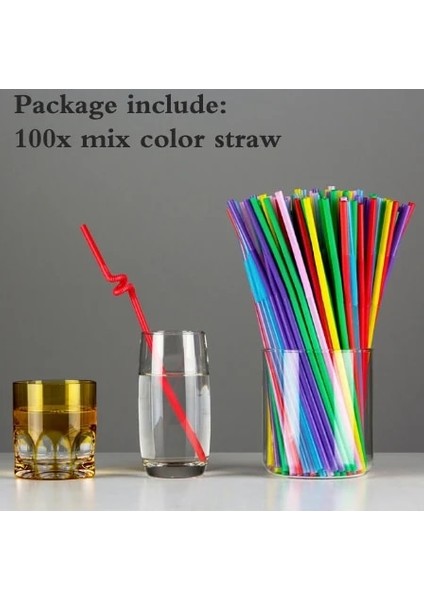 Renk Stilini Karıştır 100 Adet Ack Renk Saman Şekli Sanat Saman Uzun Dirsek Suyu Içecek Saman Doğum Günü Düğün Parti Olay Malzemeleri Dekorasyon Lxx (Yurt Dışından)