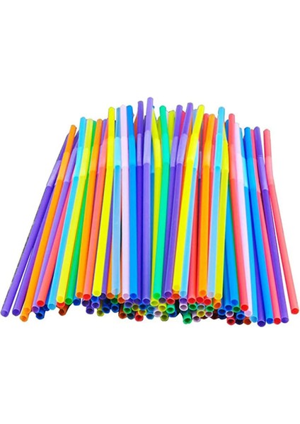 100 Adet Renk 6X260MM Stil Lastic Içme Pipetleri 8 Inç Uzun Çok Renkli Çizgili Bedable Tek Kullanımlık Pipetler Parti Çok Renkli Gökkuşağı Samanı (Yurt Dışından)