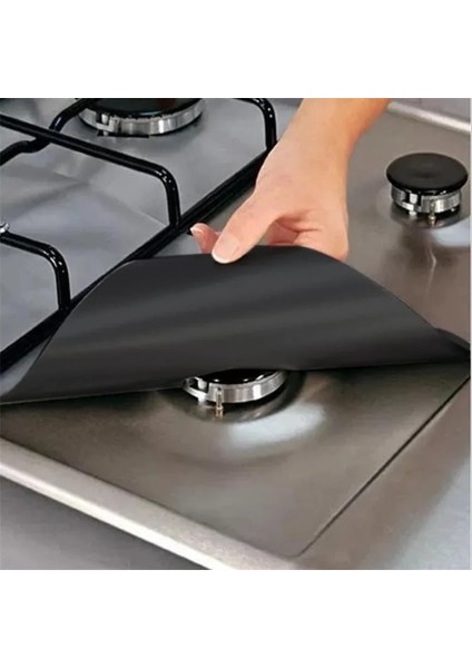 Siyah Stil Wsomıgo Black&sliver Yeniden Kullanılabilir Folyo Gazlı Ocak Ocak Koruyucu Astar Kapak Temizleme Mutfak Aleti Mutfak Aksesuarları-S (Yurt Dışından) modelleri