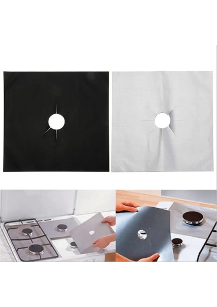 Siyah Stil Wsomıgo Black&sliver Yeniden Kullanılabilir Folyo Gazlı Ocak Ocak Koruyucu Astar Kapak Temizleme Mutfak Aleti Mutfak Aksesuarları-S (Yurt Dışından) indirimleri