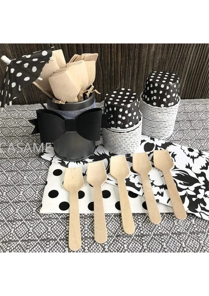 95 mm Kaşık Stili Mini Tahta Kaşık Parti Düğün Malzemeleri Tahta Kaşık Tek Kullanımlık Sofra Kahve Karıştırma Dondurma Tahta Kaşık Kek Kaşığı (Yurt Dışından)