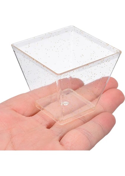Bir Stil 10 Parça Tek Kullanımlık Plastik Kaşıkçatalbardaklar Kek Tatlı Bardakları Jelly Mousse Için Şeffaf Trapez Kare Gıda Kabı Pişirme Fincanları (Yurt Dışından) fırsatları