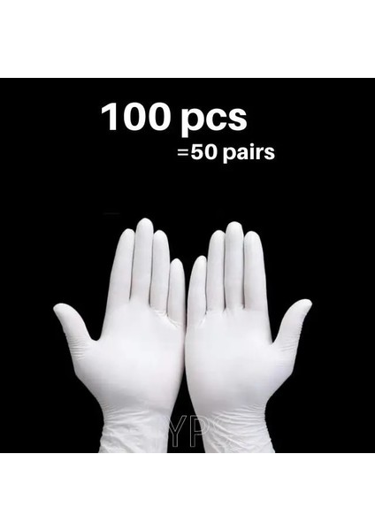100 Adet Beyaz Stil Xl Beden Siyah Nitril Eldiven Mutfak Tek Kullanımlık Lateks Eldiven Ev Mutfak Laboratuvarı Temizlik Eldivenleri Kek Araçları (Yurt Dışından)