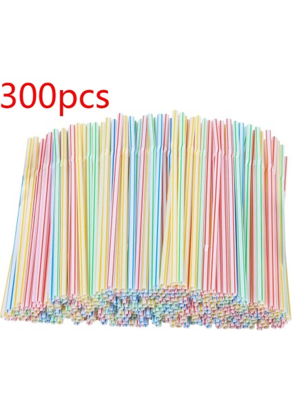 300 Adet Tarzı Tek Kullanımlık Plastik Içme Pipetleri Çok Renkli Çizgili Bükülebilir Dirsek Pipetleri Parti Olayı Benzeri Malzemeleri Renk Rastgele (Yurt Dışından)