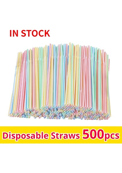 300 Adet Tarzı Tek Kullanımlık Plastik Içme Pipetleri Çok Renkli Çizgili Bükülebilir Dirsek Pipetleri Parti Olayı Benzeri Malzemeleri Renk Rastgele (Yurt Dışından) fırsatları