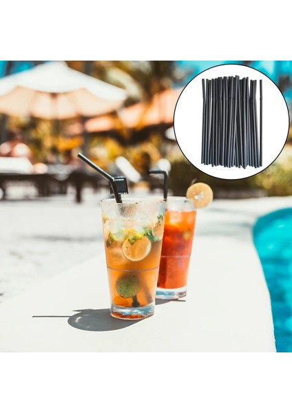Siyah Stil 1000 Adet Adet Tek Kullanımlık Plastik Siyah Kokteyl Payet Yumuşak Esnek Şarap Suyu Pipet Içme Payet Doğum Günü Düğün Malzemeleri (Yurt Dışından)