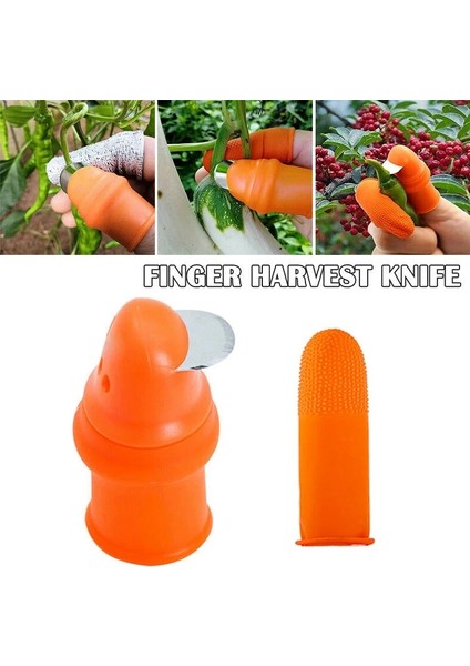 Turuncu Tarzı Tarımsal Yolma Cihazı Silikon Parmak Başparmak Bıçağı Parmak Karyolası ile Kesilmiş Sebze Bıçağı (Yurt Dışından)