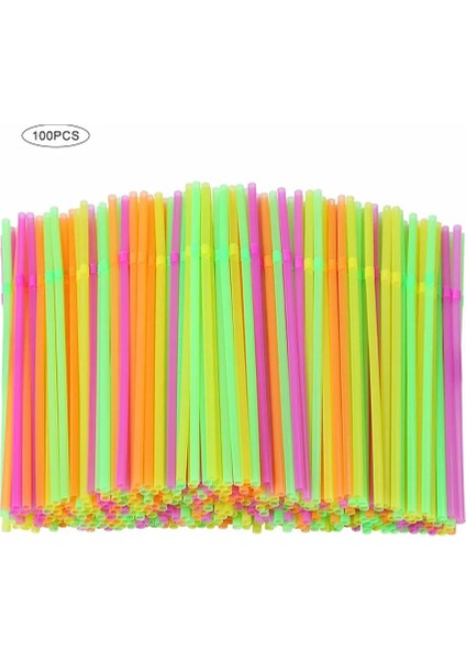 Gri Tarzı Lot Tek Kullanımlık Pipetler Esnek Plastik Içme Pipetleri Floresan Pipetler Parti Bar Kulübü Dıy Içecek Hasır Bar Aksesuarları (Yurt Dışından)