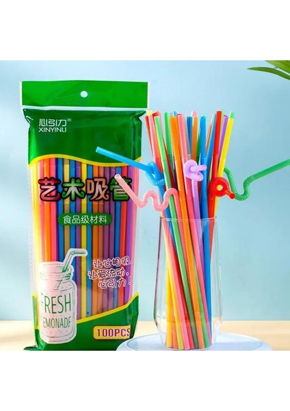 100 Adet Renkli Stil Parti Düğün Kutlamaları Için Çok Renkli Pipet Ekstra Uzun Plastik Içme Pipetleri Bar Suyu Içme Malzemeleri (Yurt Dışından)