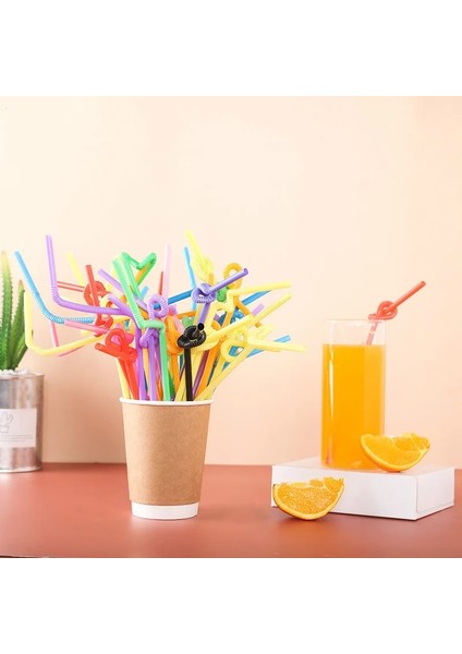 100 Adet Renkli Stil Parti Düğün Kutlamaları Için Çok Renkli Pipet Ekstra Uzun Plastik Içme Pipetleri Bar Suyu Içme Malzemeleri (Yurt Dışından)