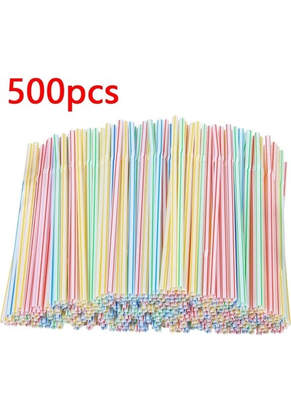 400 Adet Tarzı Lastic Içme Pipetleri 8 Inç Uzun Çok Renkli Çizgili Bedable Tek Kullanımlık Pipetler Parti Çok Renkli Gökkuşağı Samanı (Yurt Dışından)