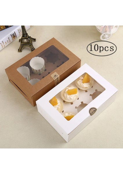 Haki Stili Boşluk Kupası Kek Kutuları ve Şeffaf Pencereli Ambalaj Kutusu Muffin Box Konteyner Kek Tutucu Cupcake Ambalaj Kutusu Tatlı (Yurt Dışından)