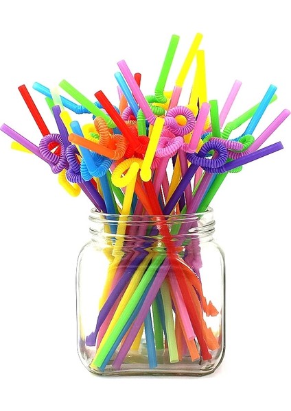 Çok Renkli Stil 100 Adet 100 Adet 26*0.6 cm Siyah Tek Kullanımlık Saman Kokteyl Suyu Dıy Ev Partisi Düğün Doğum Günü Aile Için Payet Bükülebilir Renkli (Yurt Dışından)