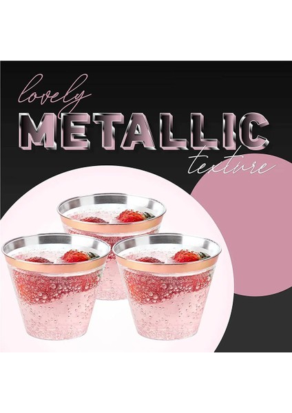 Gümüş Tarzı 25 Adet 9oz Tek Kullanımlık Plastik Bardak Şeffaf Gül Altın Jant Çay Suyu Kokteyl Dondurma Tatlı Mus Için Havacılık Fincan (Yurt Dışından) modelleri