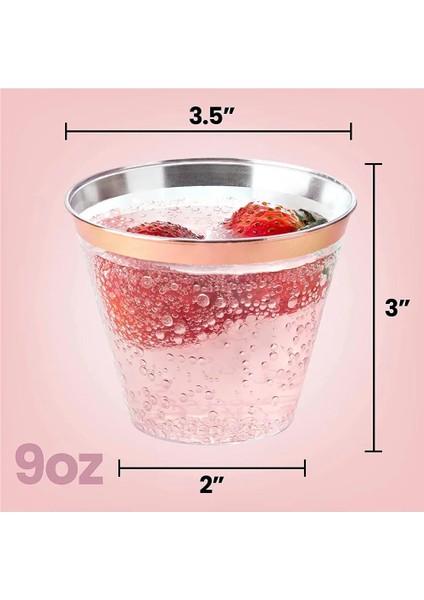 Gümüş Tarzı 25 Adet 9oz Tek Kullanımlık Plastik Bardak Şeffaf Gül Altın Jant Çay Suyu Kokteyl Dondurma Tatlı Mus Için Havacılık Fincan (Yurt Dışından) fırsatları
