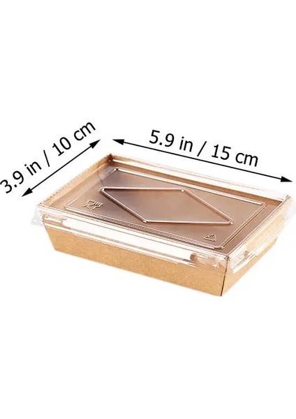 20 Takım 500ML Tek Kullanımlık Yemek Bento Kutusu Salata Meyve Suşi Kutusu Gıda Ambalaj Kutusu Kraft Kağıt Ayrı Paket Kutusu Tek Kullanımlık Kase (Yurt Dışından)