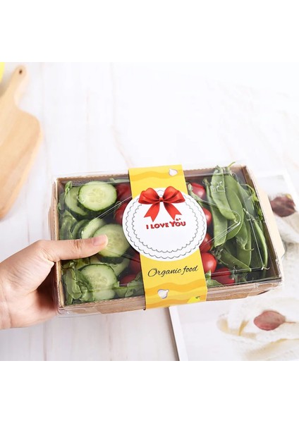 20 Takım 500ML Tek Kullanımlık Yemek Bento Kutusu Salata Meyve Suşi Kutusu Gıda Ambalaj Kutusu Kraft Kağıt Ayrı Paket Kutusu Tek Kullanımlık Kase (Yurt Dışından)