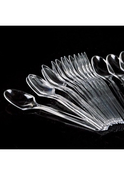 Çatal Tarzı 100 Adet Şeffaf Plastik Kaşıklar ve Çatallar Kristal Şeffaf Tek Kullanımlık Sofra Takımı Kaşık ve Çatal Şeffaf Plastik Çatal Kaşıklar (Yurt Dışından)