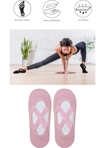 2 Adet Bayan Kaydırmaz Tabanlı Yoga Pilates Fitness Dans ve Spor Çorabı modelleri