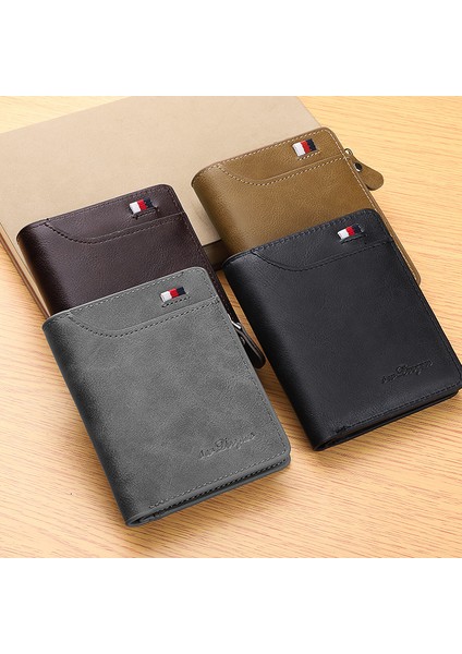 2022 Yeni Erkek Kısa Cüzdan Kore Versiyonu Retro Rahat Fermuar Bozuk Para Cüzdanı Çoklu Kart Üç Katlı Cüzdan Yurt Dışından fiyatları