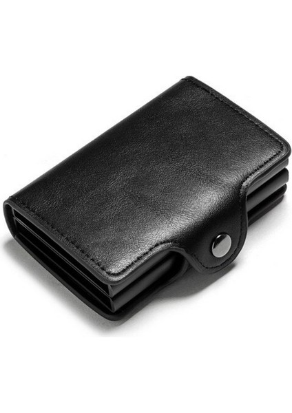 Bısı Goro Çift Kutu Kart Sahibi Siyah Metal Anti Rfid Kredi Kimlik Kartı Tutucu Erkek Kadın Iş Nakit Kart Cep Kılıfı Bayan Cüzdan Yurt Dışından