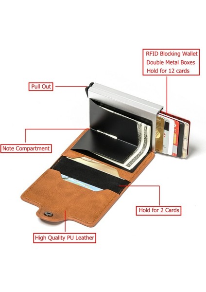 Bısı Goro Çift Kutu Kart Sahibi Siyah Metal Anti Rfid Kredi Kimlik Kartı Tutucu Erkek Kadın Iş Nakit Kart Cep Kılıfı Bayan Cüzdan Yurt Dışından