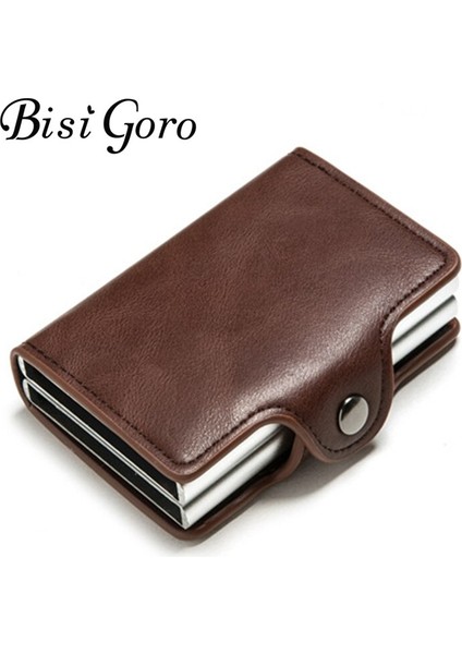 Bısı Goro Çift Kutu Kart Sahibi Siyah Metal Anti Rfid Kredi Kimlik Kartı Tutucu Erkek Kadın Iş Nakit Kart Cep Kılıfı Bayan Cüzdan Yurt Dışından