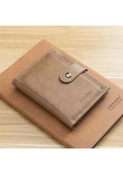 2022 Yeni Erkek Kısa Cüzdan Retro Snap Üç Katlı Cüzdan Çoklu Kart Ehliyet Fermuarlı Bozuk Para Cüzdanı Yurt Dışından fırsatları