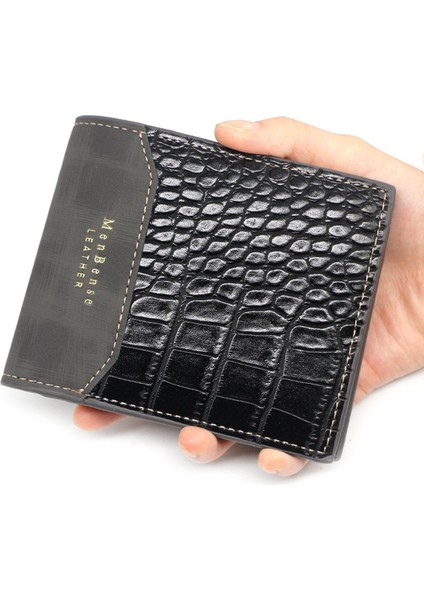 Erkek Cüzdan Pu Deri Kısa Çanta El Çantası Hombre Carteira Vintage Stil Timsah Kuyruğu Kısmı Fu Deri Desen Kütük Yurt Dışından