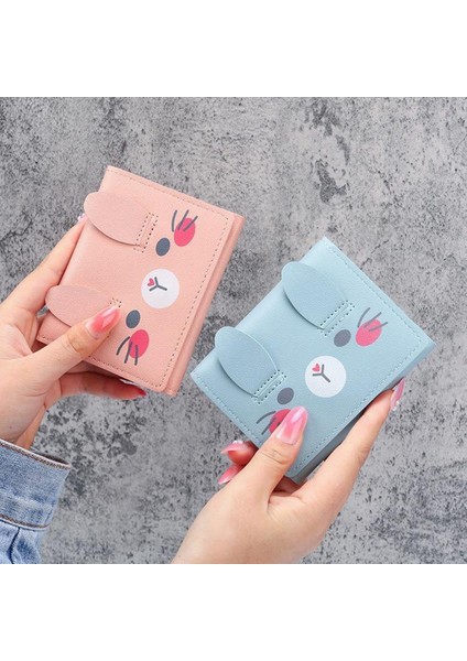 Yeni Stil Kısa Cüzdan Öğrenci Sevimli Karikatür Çantalar Moda Desen Kadın Mini Düz Renk Üç Katlı Öğrenci Cüzdan Kart Sahibinin Yurt Dışından