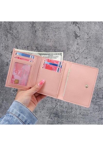 Yeni Stil Kısa Cüzdan Öğrenci Sevimli Karikatür Çantalar Moda Desen Kadın Mini Düz Renk Üç Katlı Öğrenci Cüzdan Kart Sahibinin Yurt Dışından modelleri