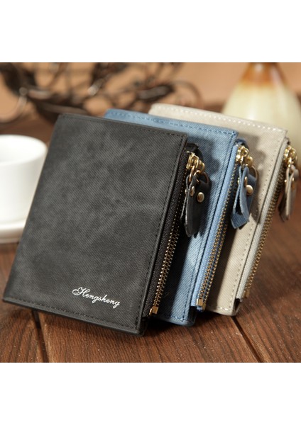Hengsheng Yeni Erkek Cüzdan Kısa Moda Çok Fonksiyonlu Cüzdan Çift Fermuarlı Kart Tutucu Fabrika Doğrudan Tedarik Yurt Dışından fiyatları