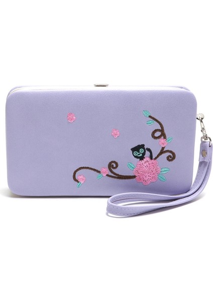 Moda Çiçek Kadın Çanta Kadın Cüzdan Uzun Toka Kadın Para Çantası Marka Bayan Cüzdan Debriyaj Mor Yurt Dışından fiyatları