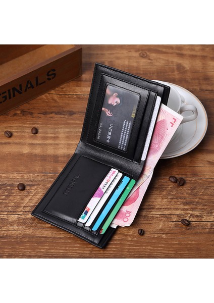 Yfashion Erkekler Klasik Iş Timsah Derisi Desenli Cüzdan Retro Düz Renk Kısa Çanta Yurt Dışından modelleri